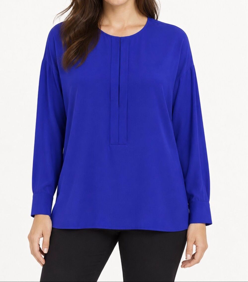 Derek Lam $295 10 Crosby Women's Long Sleeve Silk Blouse Iris oversized Size 0 N